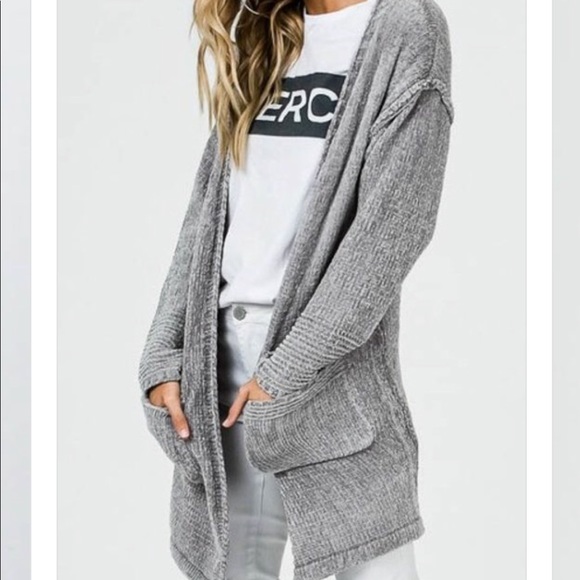 grey chenille cardigan